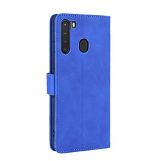 Leather Case Stands Flip Cover Holder L02Z for Samsung Galaxy A21 Blue