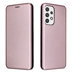 Leather Case Stands Flip Cover Holder L02Z for Samsung Galaxy A23 4G Rose Gold