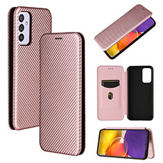 Leather Case Stands Flip Cover Holder L02Z for Samsung Galaxy A34 5G Rose Gold