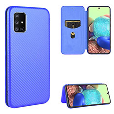 Leather Case Stands Flip Cover Holder L02Z for Samsung Galaxy A51 5G Blue