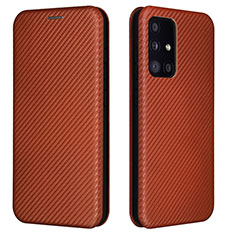 Leather Case Stands Flip Cover Holder L02Z for Samsung Galaxy A52 4G Brown