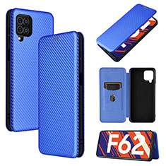 Leather Case Stands Flip Cover Holder L02Z for Samsung Galaxy F62 5G Blue