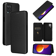 Leather Case Stands Flip Cover Holder L02Z for Samsung Galaxy M12 Black