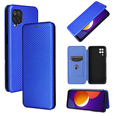 Leather Case Stands Flip Cover Holder L02Z for Samsung Galaxy M12 Blue