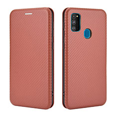 Leather Case Stands Flip Cover Holder L02Z for Samsung Galaxy M30s Brown