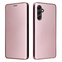 Leather Case Stands Flip Cover Holder L02Z for Samsung Galaxy M44 5G Rose Gold