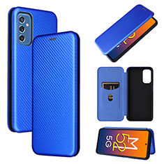 Leather Case Stands Flip Cover Holder L02Z for Samsung Galaxy M52 5G Blue