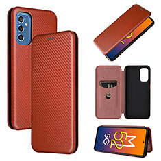 Leather Case Stands Flip Cover Holder L02Z for Samsung Galaxy M52 5G Brown