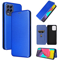 Leather Case Stands Flip Cover Holder L02Z for Samsung Galaxy M53 5G Blue