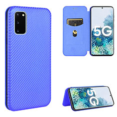 Leather Case Stands Flip Cover Holder L02Z for Samsung Galaxy S20 FE (2022) 5G Blue