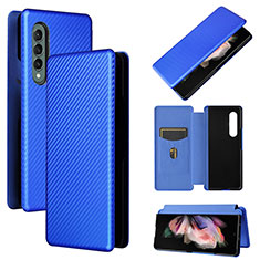 Leather Case Stands Flip Cover Holder L02Z for Samsung Galaxy Z Fold3 5G Blue