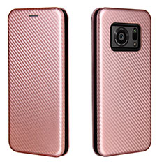 Leather Case Stands Flip Cover Holder L02Z for Sharp Aquos R6 Rose Gold