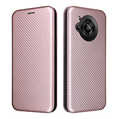 Leather Case Stands Flip Cover Holder L02Z for Sharp Aquos R7 Rose Gold