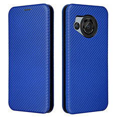 Leather Case Stands Flip Cover Holder L02Z for Sharp Aquos R8 Blue