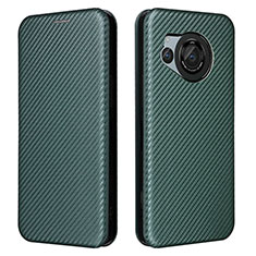 Leather Case Stands Flip Cover Holder L02Z for Sharp Aquos R8 Green