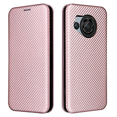 Leather Case Stands Flip Cover Holder L02Z for Sharp Aquos R8 Rose Gold