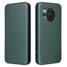Leather Case Stands Flip Cover Holder L02Z for Sharp Aquos R8s Green
