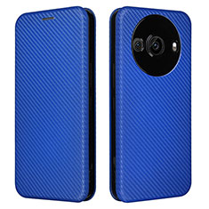 Leather Case Stands Flip Cover Holder L02Z for Sharp Aquos R8s Pro Blue