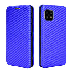 Leather Case Stands Flip Cover Holder L02Z for Sharp Aquos Sense4 Blue