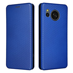 Leather Case Stands Flip Cover Holder L02Z for Sharp Aquos Sense8 Blue