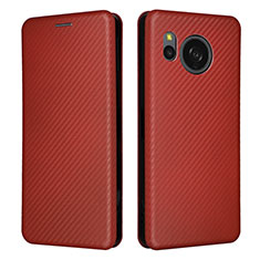 Leather Case Stands Flip Cover Holder L02Z for Sharp Aquos Sense8 Brown