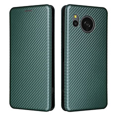 Leather Case Stands Flip Cover Holder L02Z for Sharp Aquos Sense8 Green