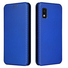 Leather Case Stands Flip Cover Holder L02Z for Sharp Aquos wish3 Blue