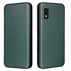 Leather Case Stands Flip Cover Holder L02Z for Sharp Aquos wish3 Green