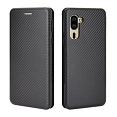 Leather Case Stands Flip Cover Holder L02Z for Sharp Simple Sumaho 5 Black