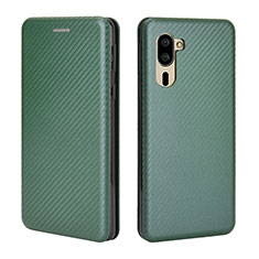 Leather Case Stands Flip Cover Holder L02Z for Sharp Simple Sumaho 5 Green