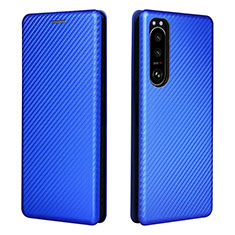 Leather Case Stands Flip Cover Holder L02Z for Sony Xperia 5 III SO-53B Blue