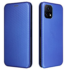 Leather Case Stands Flip Cover Holder L02Z for Vivo iQOO U3x 5G Blue