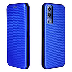 Leather Case Stands Flip Cover Holder L02Z for Vivo iQOO Z3 5G Blue