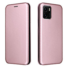 Leather Case Stands Flip Cover Holder L02Z for Vivo Y01 Rose Gold