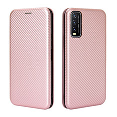 Leather Case Stands Flip Cover Holder L02Z for Vivo Y12A Rose Gold