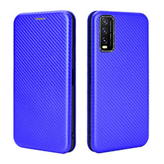 Leather Case Stands Flip Cover Holder L02Z for Vivo Y20a Blue