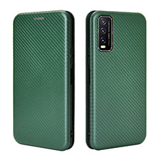 Leather Case Stands Flip Cover Holder L02Z for Vivo Y20a Green