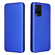 Leather Case Stands Flip Cover Holder L02Z for Vivo Y21 Blue