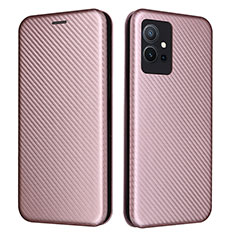 Leather Case Stands Flip Cover Holder L02Z for Vivo Y30 5G Rose Gold