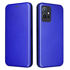 Leather Case Stands Flip Cover Holder L02Z for Vivo Y33e 5G Blue