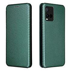 Leather Case Stands Flip Cover Holder L02Z for Vivo Y33s Green