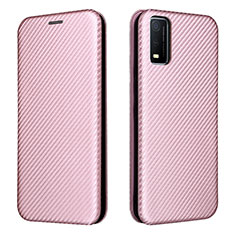 Leather Case Stands Flip Cover Holder L02Z for Vivo Y3s (2021) Rose Gold