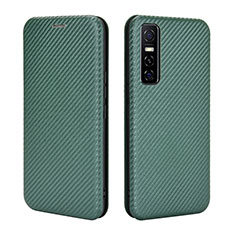 Leather Case Stands Flip Cover Holder L02Z for Vivo Y73s 5G Green