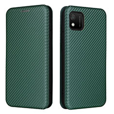 Leather Case Stands Flip Cover Holder L02Z for Wiko Y52 Green