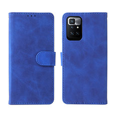 Leather Case Stands Flip Cover Holder L02Z for Xiaomi Redmi 10 (2022) Blue