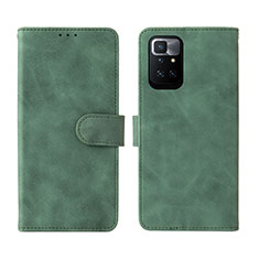 Leather Case Stands Flip Cover Holder L02Z for Xiaomi Redmi Note 11 4G (2021) Green