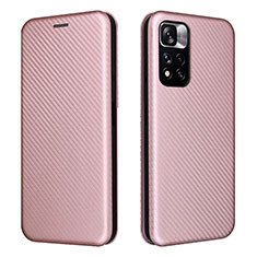 Leather Case Stands Flip Cover Holder L02Z for Xiaomi Redmi Note 11T 5G Rose Gold