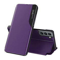 Leather Case Stands Flip Cover Holder L03 for Samsung Galaxy S21 5G Purple