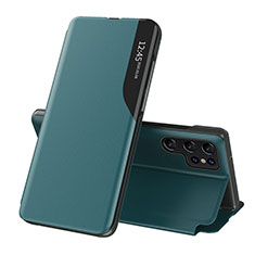 Leather Case Stands Flip Cover Holder L03 for Samsung Galaxy S22 Ultra 5G Green