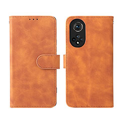 Leather Case Stands Flip Cover Holder L03Z for Huawei Honor 50 5G Brown